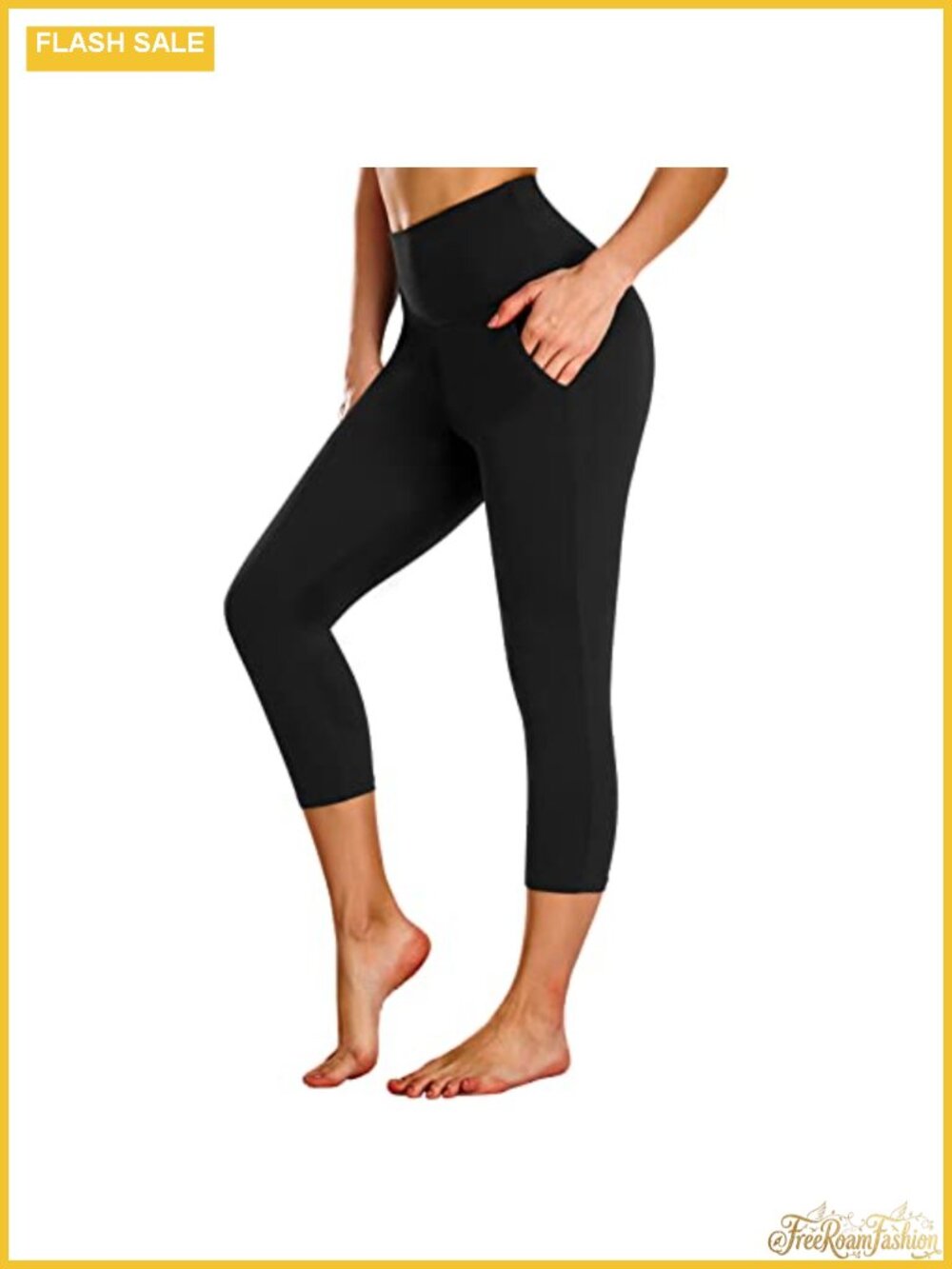 Capri Leggings with Pockets, High Waisted Yoga Pants, Tummy Control